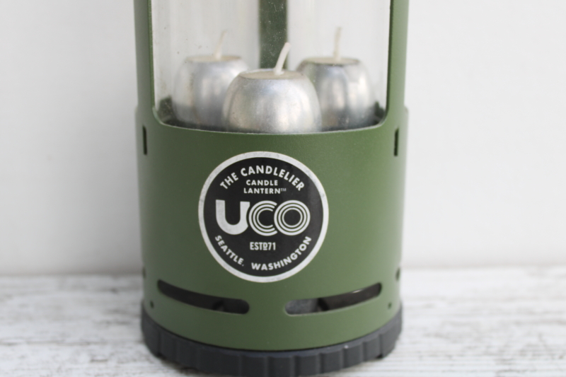 photo of UCO Candlelier candle lantern camping or emergency light green metal lamp w/ hanger handle  #2