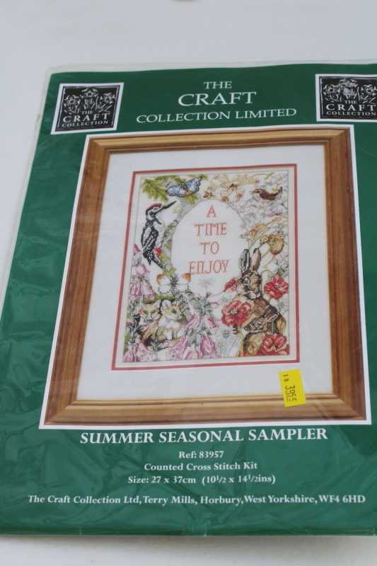 photo of UK needlework kit counted cross stitch w/ floss & chart, woodland animals A Time To Enjoy #1