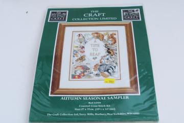 catalog photo of UK needlework kit counted cross stitch w/ floss & chart, woodland animals A Time To Reap