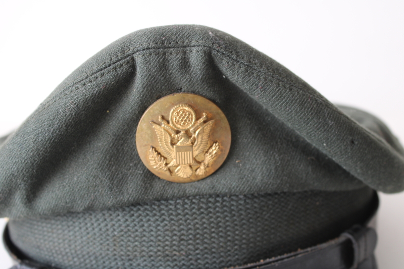 photo of US Army military uniform hat w/ insignia, enlisted service cap, cold war or Vietnam vintage  #2