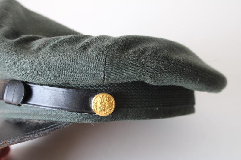 photo of US Army military uniform hat w/ insignia, enlisted service cap, cold war or Vietnam vintage  #6