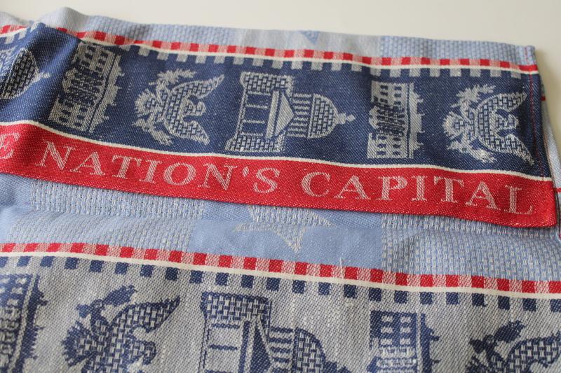 photo of US Capitol vintage red & blue woven cotton jacquard tea towel Washington DC souvenir #3