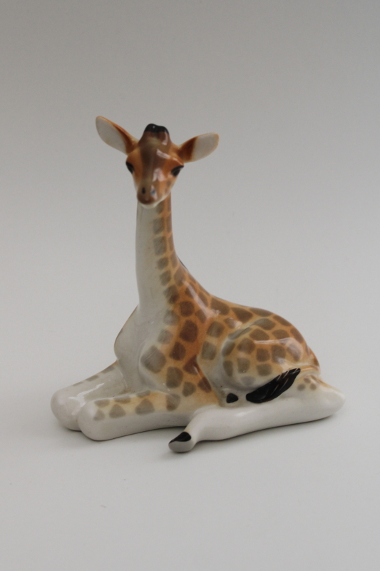 photo of USSR vintage Lomonosov Russia porcelain figurine, resting giraffe #1