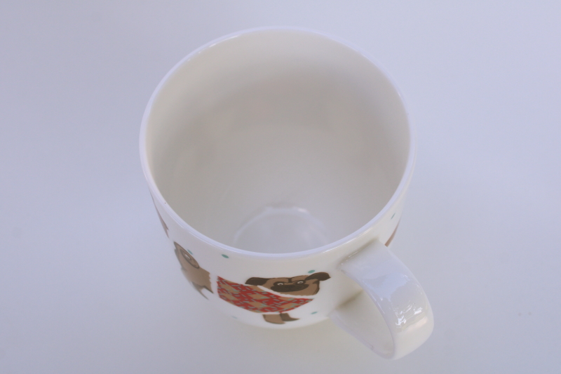 photo of Ulster Weavers bone china tea mug or coffee cup, dogs in scarves & winter coats  #2