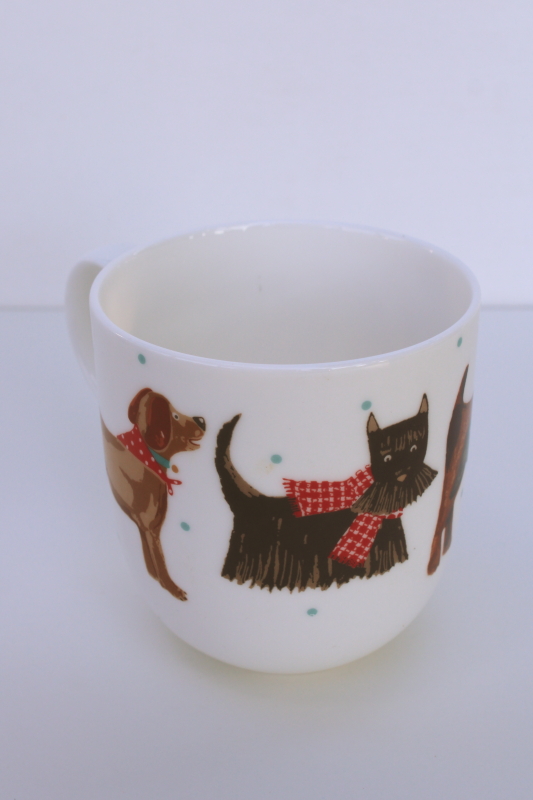 photo of Ulster Weavers bone china tea mug or coffee cup, dogs in scarves & winter coats  #5