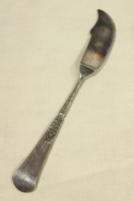 photo of Unique 1880s Reed & Barton art nouveau silver plate master butter knife, marguerite daisies #4