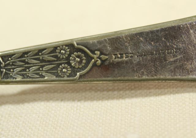 photo of Unique 1880s Reed & Barton art nouveau silver plate master butter knife, marguerite daisies #8