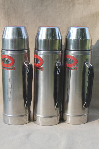 photo of Uno-Vac vacuum bottle lot, new old stock stainless steel unbreakable thermos bottles #2