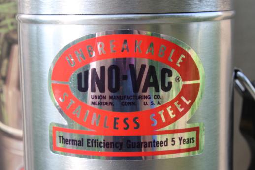 photo of Uno-Vac vacuum bottle lot, new old stock stainless steel unbreakable thermos bottles #7