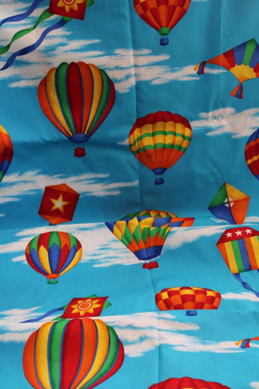 photo of VIP Cranston print cotton broadcloth, bright hot air balloons & kites in the sky #1