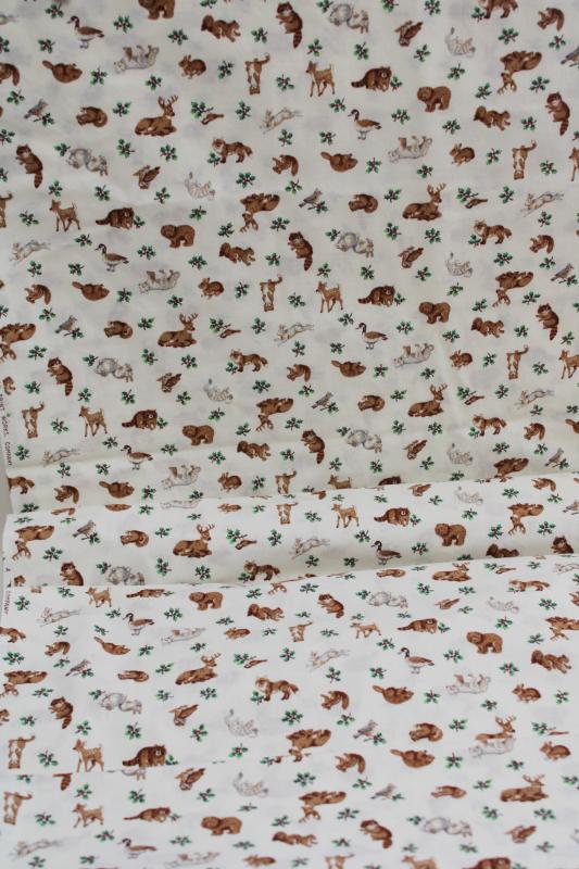 photo of VIP Cranston print fabric woodland animals & holly tiny print for quilting, holiday sewing #1