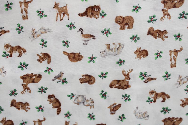 photo of VIP Cranston print fabric woodland animals & holly tiny print for quilting, holiday sewing #3