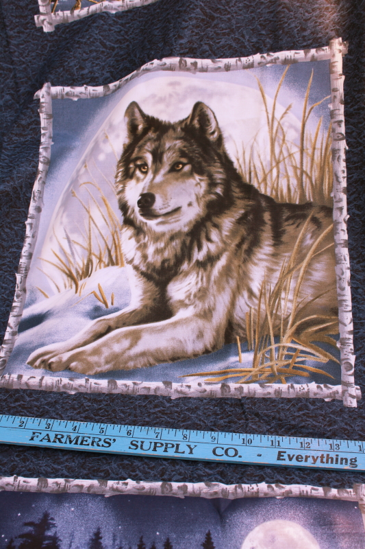 photo of VIP Cranston quilting weight cotton fabric cut & sew panel quilt blocks wolves print #2