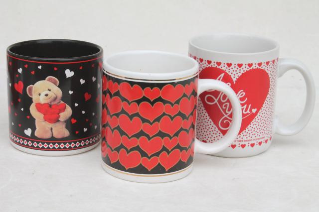 photo of Valentine heart holiday mugs, collection of 18 coffee cups w/ hearts for Valentine's Day #3