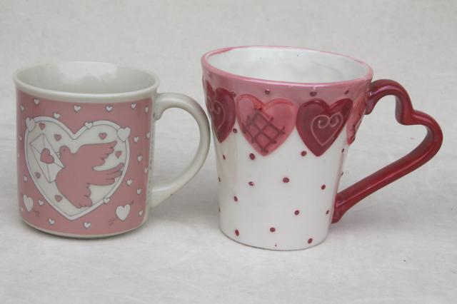 photo of Valentine heart holiday mugs, collection of 18 coffee cups w/ hearts for Valentine's Day #10