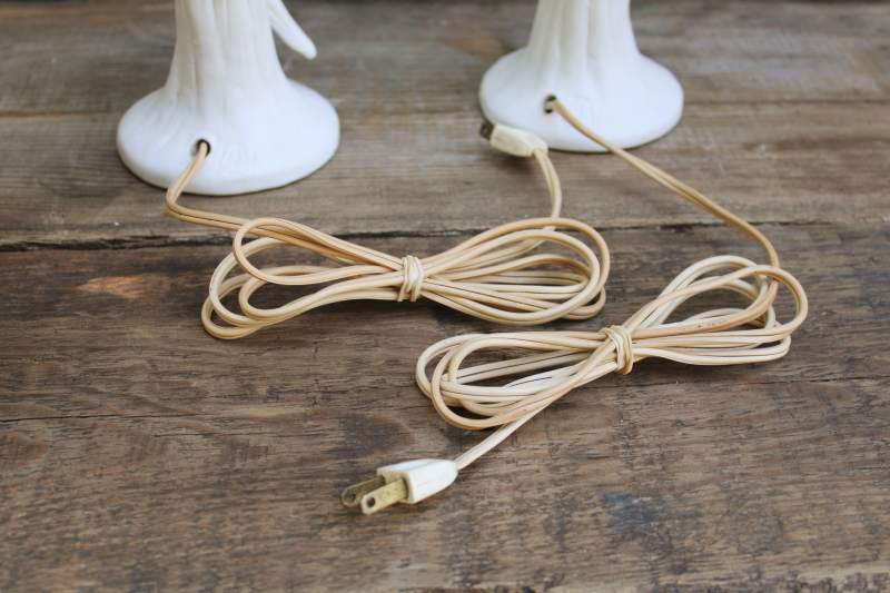 photo of Van Briggle pottery art deco vintage matte white ceramic parrot parakeet bird lamps pair  #4