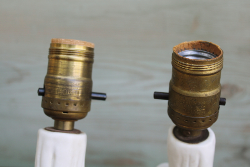 photo of Van Briggle pottery art deco vintage matte white ceramic parrot parakeet bird lamps pair  #5