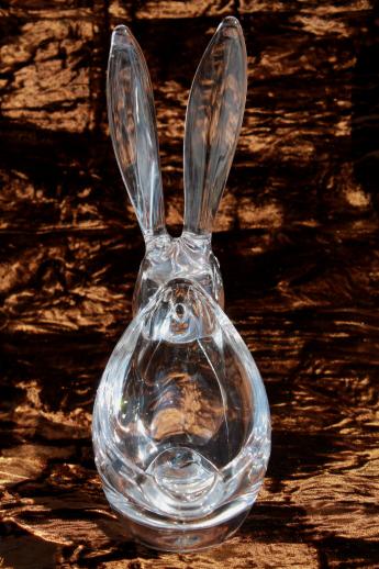 photo of Vannes France crystal art glass rabbit, long eared hare paperweight figurine dish #3