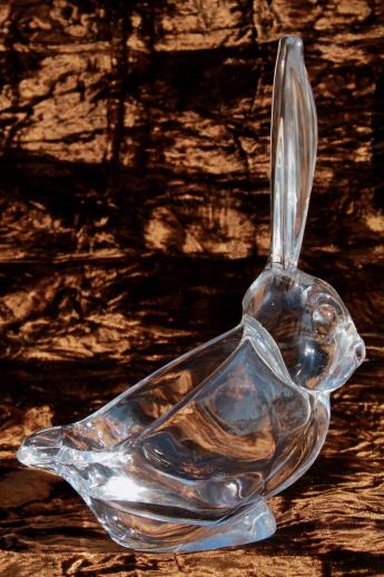 photo of Vannes France crystal art glass rabbit, long eared hare paperweight figurine dish #4