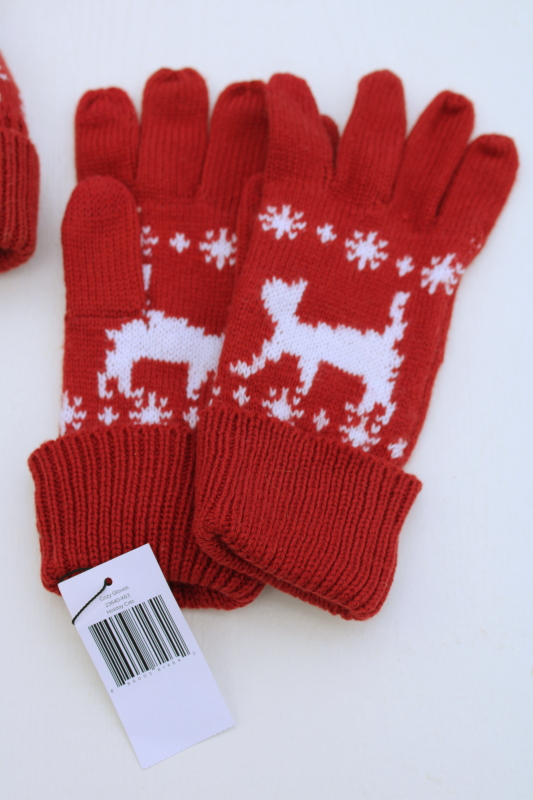 photo of Vera Bradley Holiday Cats knit winter hat & gloves new w/ tags #3