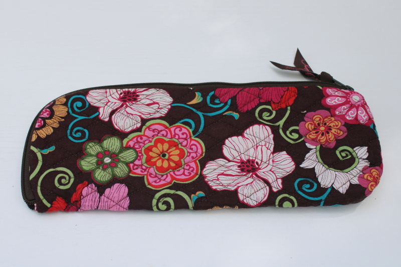 photo of Vera Bradley mod floral print quilted cotton travel pouch, zip around bag or accessories case  #1