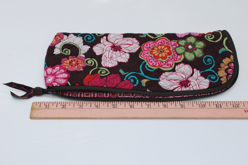 photo of Vera Bradley mod floral print quilted cotton travel pouch, zip around bag or accessories case  #3