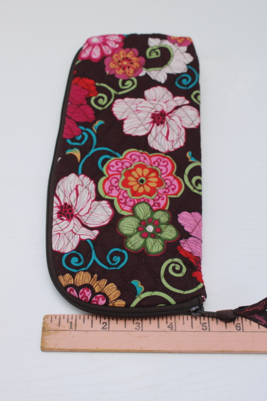 photo of Vera Bradley mod floral print quilted cotton travel pouch, zip around bag or accessories case  #4
