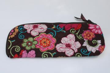 Vera Bradley mod floral print quilted cotton travel pouch, zip around bag or accessories case 