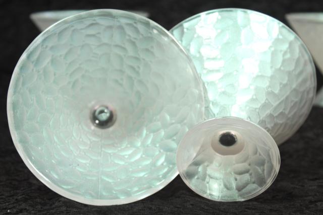 photo of Vercors Arcoroc France glass dessert dishes, white iridescent pearl luster finish #6