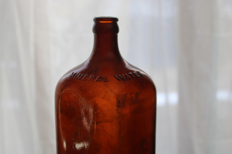 photo of Veronica Mineral Water embossed glass bottle, amber brown dug bottle 1800s vintage  #6