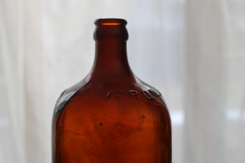 photo of Veronica Mineral Water embossed glass bottle, amber brown dug bottle 1800s vintage  #7