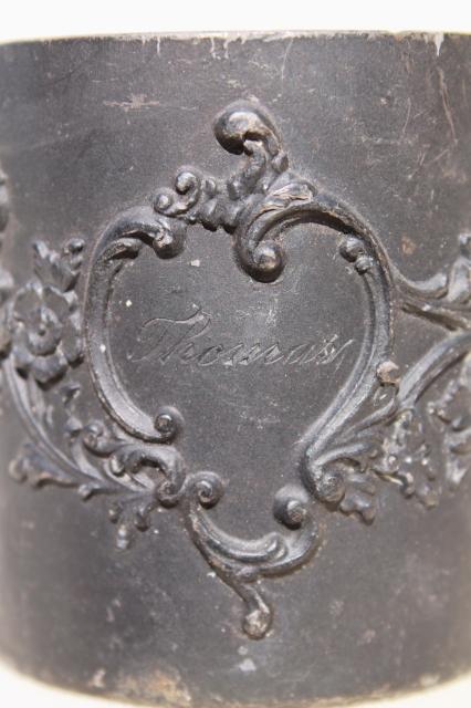 photo of Victorian / Edwardian vintage antique silver baby cup engraved Thomas #4