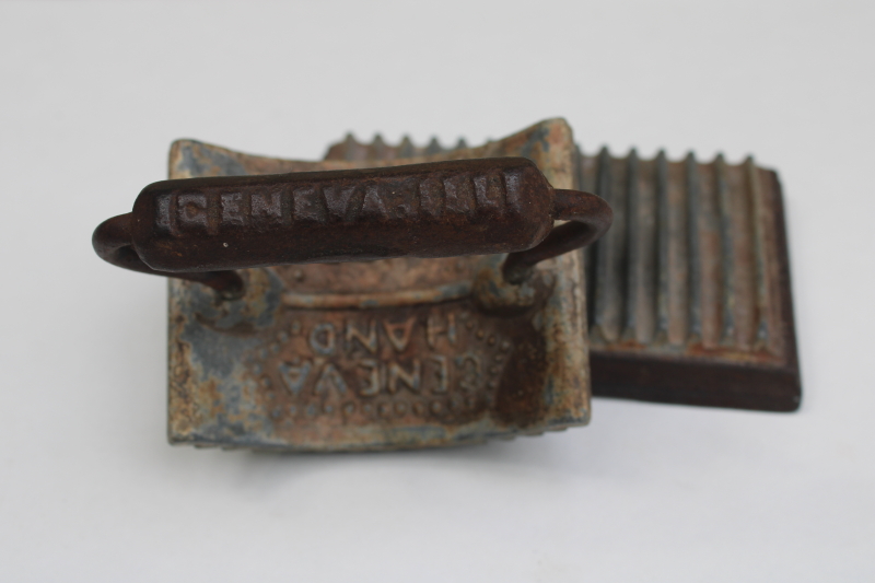 photo of Victorian antique cast iron hand fluter, rocking clothes iron for pressing ruffles, 1860s vintage  #3