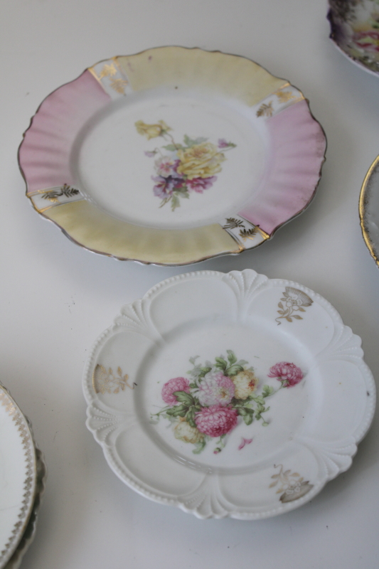 photo of Victorian antique roses plates, mismatched floral china, ornate vintage serving pieces or decor #5