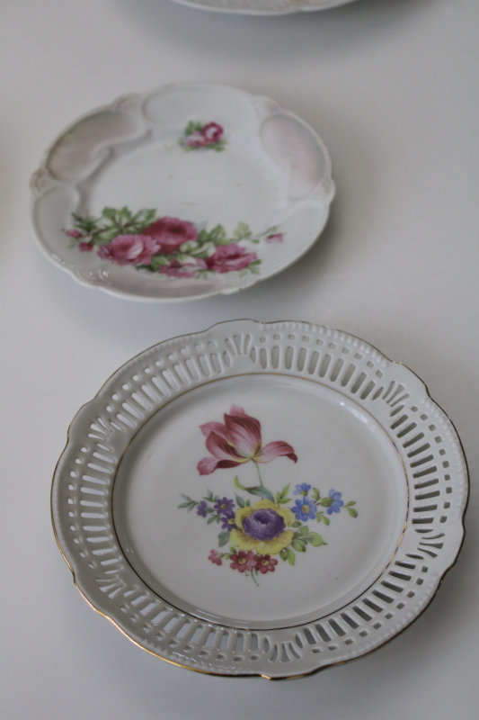 photo of Victorian antique roses plates, mismatched floral china, ornate vintage serving pieces or decor #7