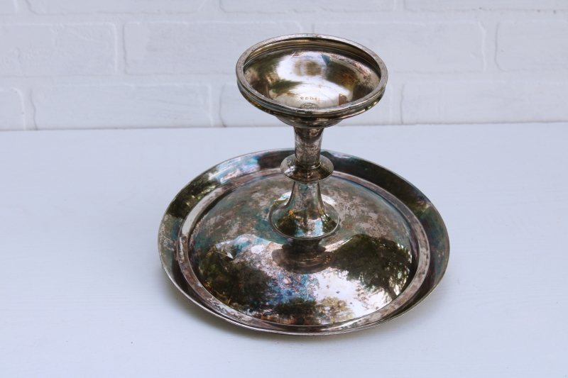 photo of Victorian antique silver plate brides basket, pedestal tray for cake stand or candy dish #7