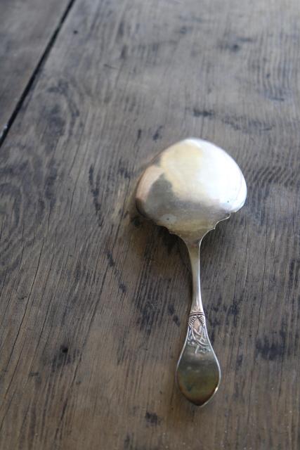 photo of Victorian antique silver plate cake server, Rogers lily pattern asethetic stag deer #4