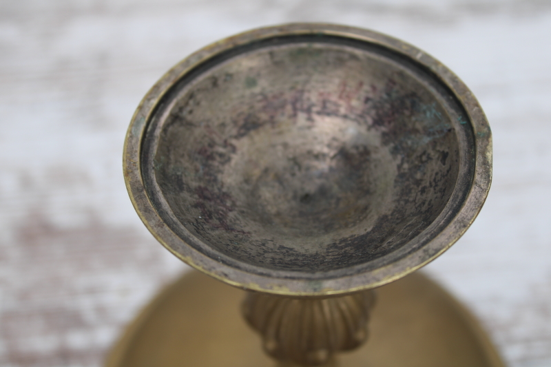 photo of Victorian antique tazza very ornate cast metal bowl w/ stag deer, turn of the century vintage #5