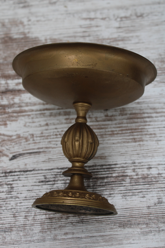 photo of Victorian antique tazza very ornate cast metal bowl w/ stag deer, turn of the century vintage #6