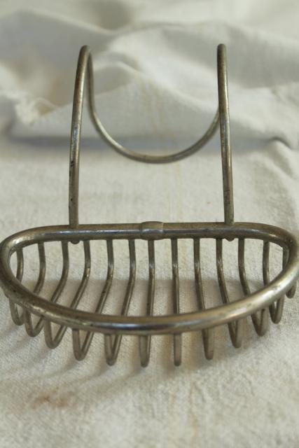 photo of Victorian antique wire soap dish, soap holder to hang on farmhouse sink or claw foot tub #4