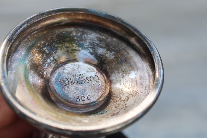 photo of Victorian brides basket ornate flower vase, tarnished vintage silver plate #5