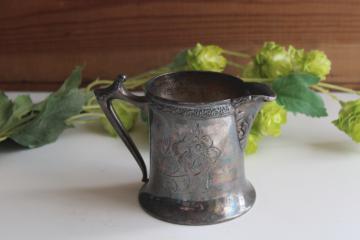 catalog photo of Victorian bright cut silver plate cream pitcher, antique Poole Silver P S Co Sheffield crown mark