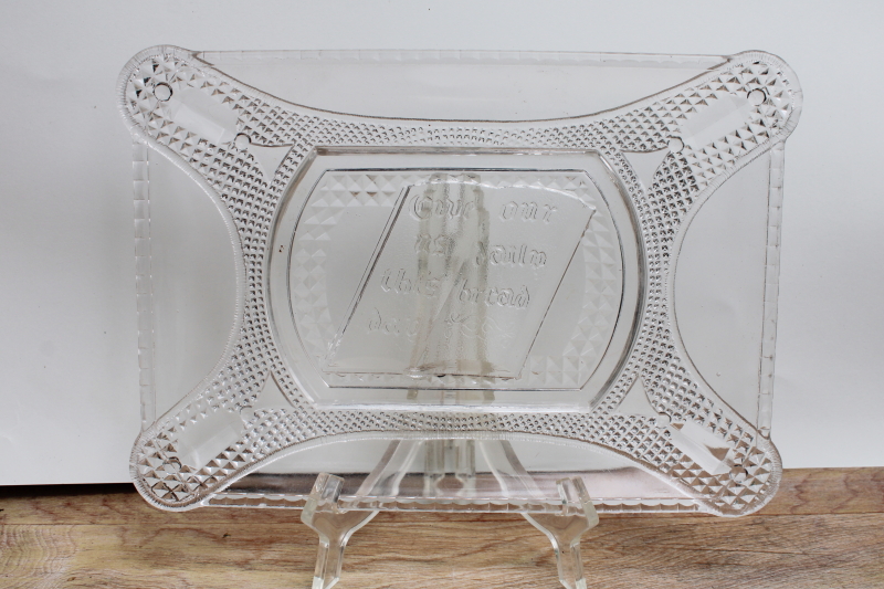 photo of Victorian era Daily Bread plate, EAPG antique pressed glass tray Adams 155 1880s vintage #1