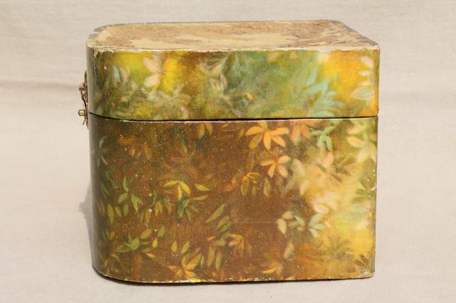 photo of Victorian era antique collar box, vintage green marbled paper box for collars #3