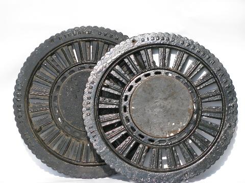 photo of Victorian era antique vintage round cast iron register grates, pair #1