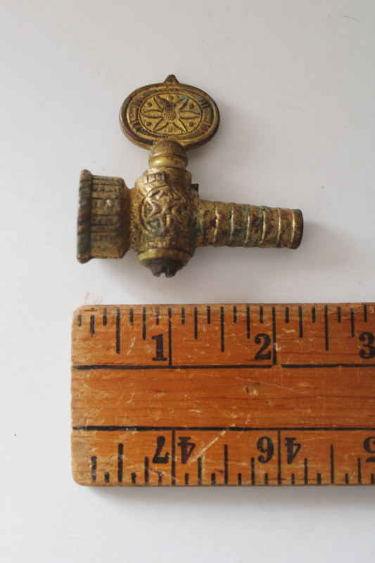 photo of Victorian era gaslight valve, solid brass gas light fixture hardware 1800s antique  #1