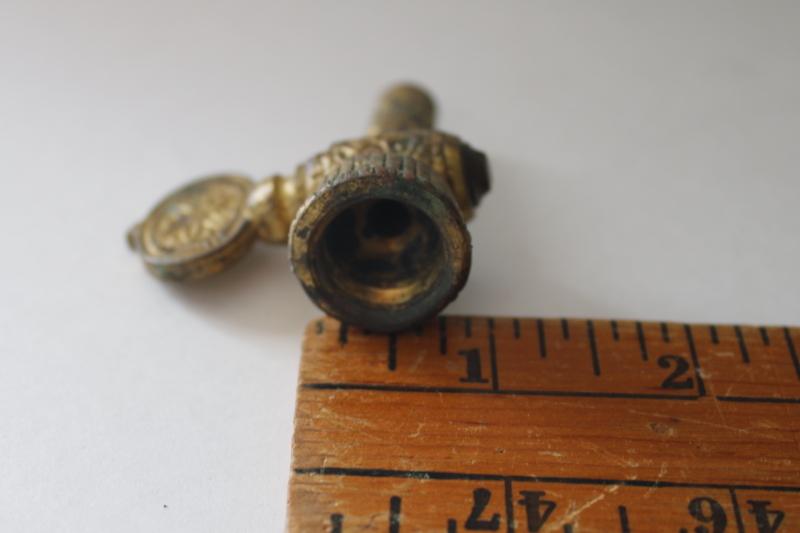 photo of Victorian era gaslight valve, solid brass gas light fixture hardware 1800s antique  #2