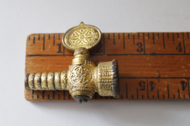 photo of Victorian era gaslight valve, solid brass gas light fixture hardware 1800s antique  #3