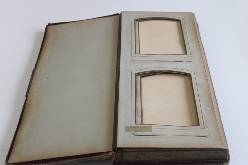 photo of Victorian era photo album for cabinet cards, shabby worn antique book  #6