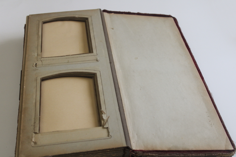 photo of Victorian era photo album for cabinet cards, shabby worn antique book  #10